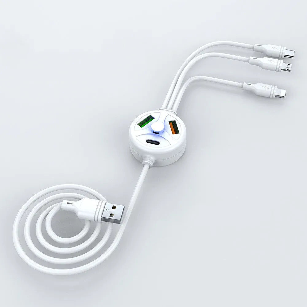 USB charging cable with PD fast charge showing multiple interface connectors