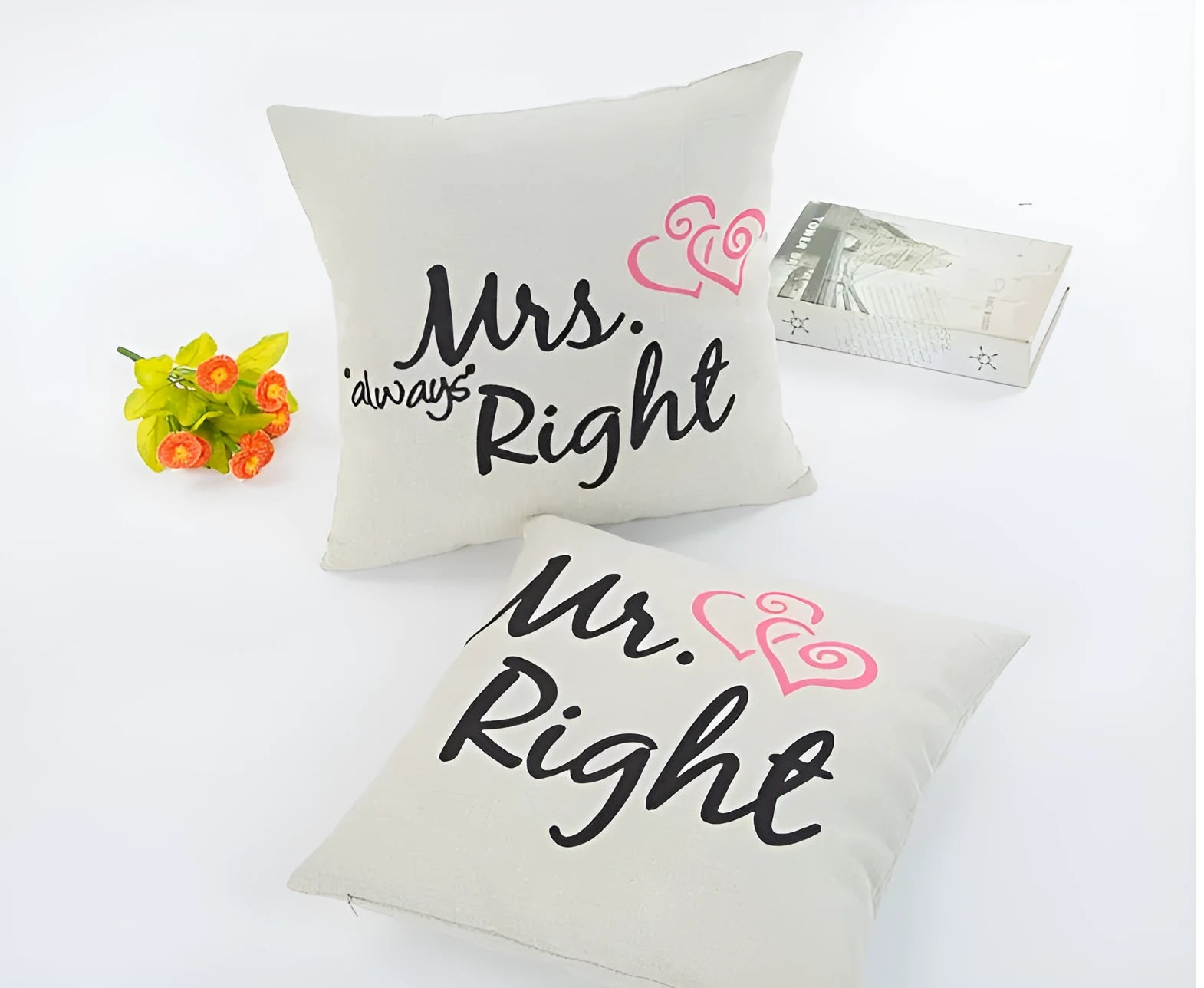 Linen valentine couple hugging pillowcase decorative square cushion cover 45x45cm
