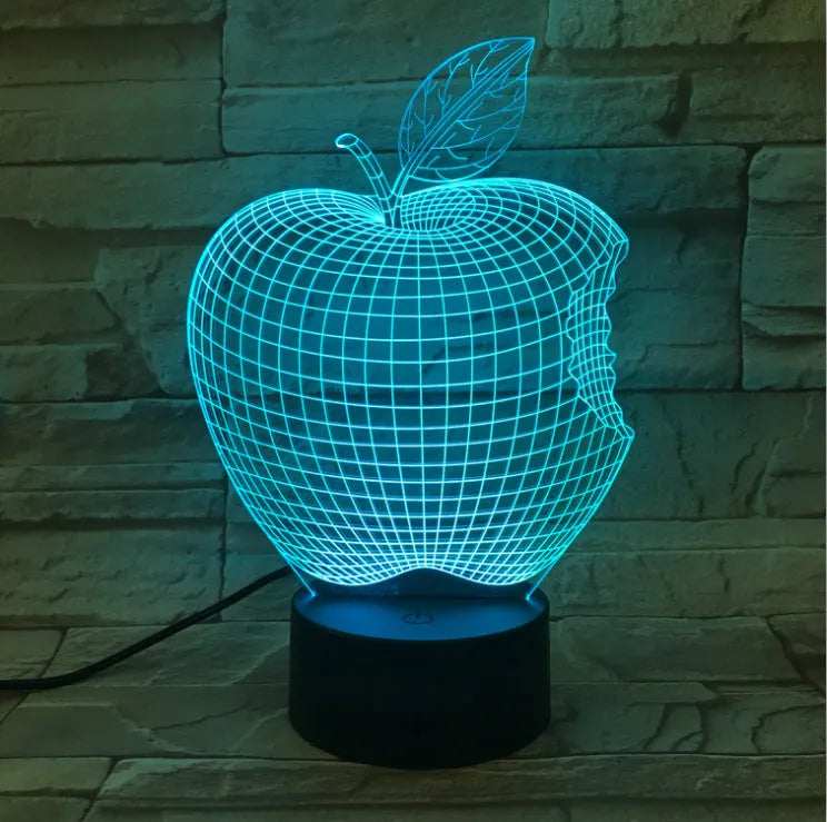 3D acrylic fruit night light with colourful LED illumination and touch control