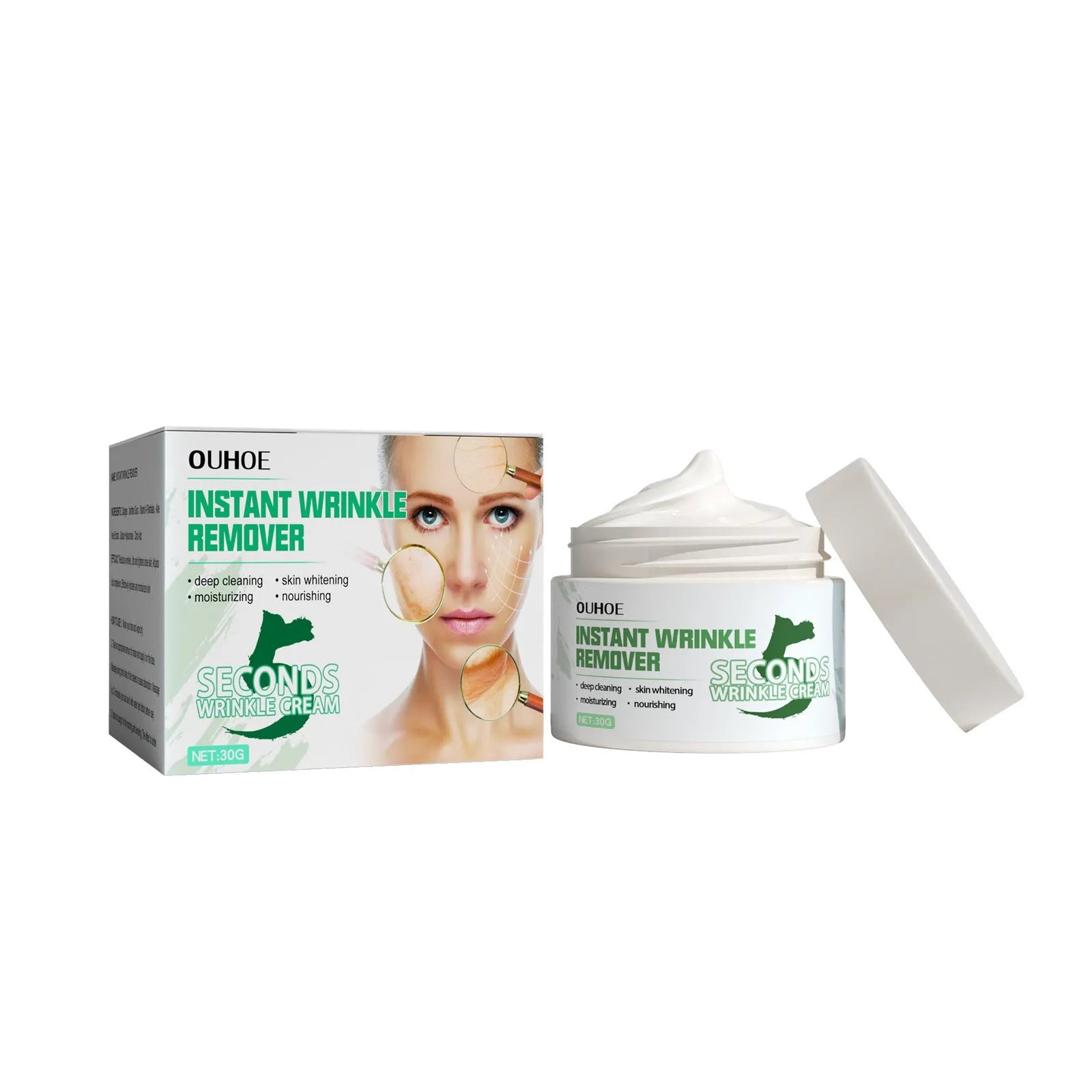 30g jar of anti-ageing anti-wrinkle face cream with hydrating properties for facial skincare