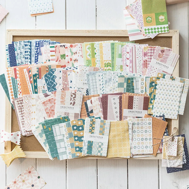 Retro dessert-themed note paper set with 50 small sheets in ten pastel colours including blueberry and caramel.