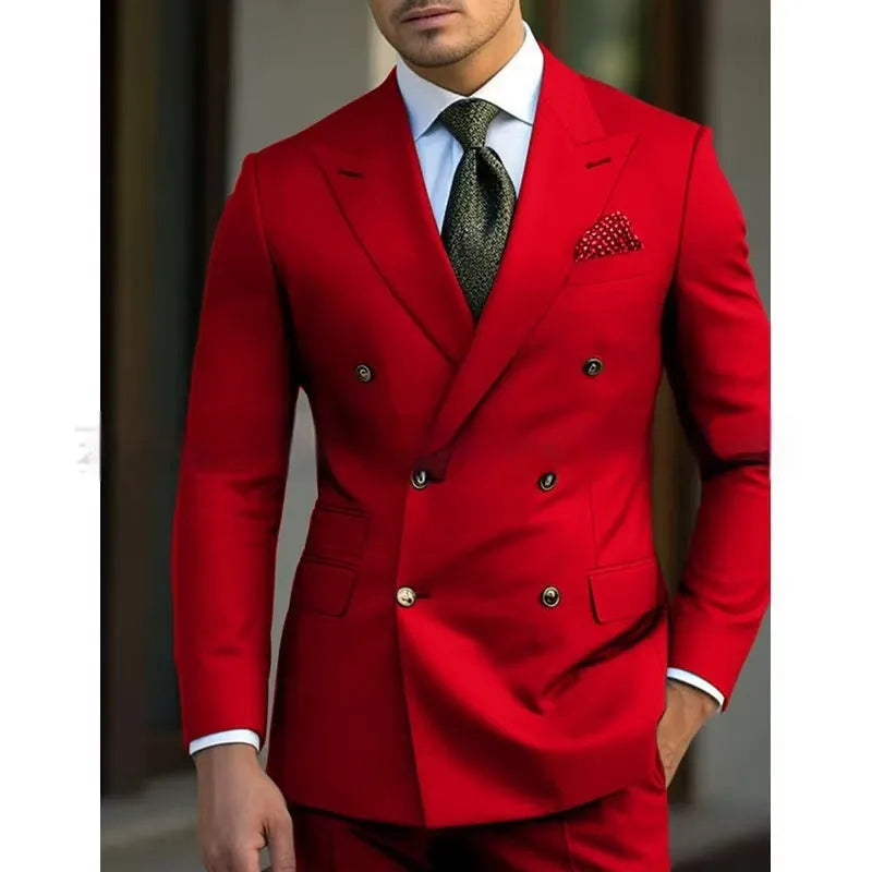 Men's light business two-piece suit set in cotton blend fabric available in multiple colours and sizes