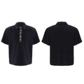 Men's square collar polo t-shirt with embroidery sequins design in black, grey or white