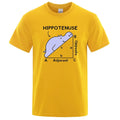 Hippotenuse Opposite Adjacent funny print on a loose-fit cotton T-shirt in army green.