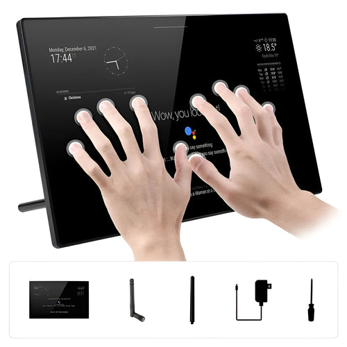 13.3-inch integrated touchscreen display unit with Raspberry Pi CM4 computer for voice assistant applications.