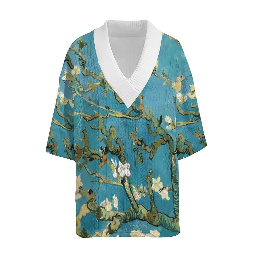 Men's peacock blue 3D printed knitted shorts suit with matching T-shirt top
