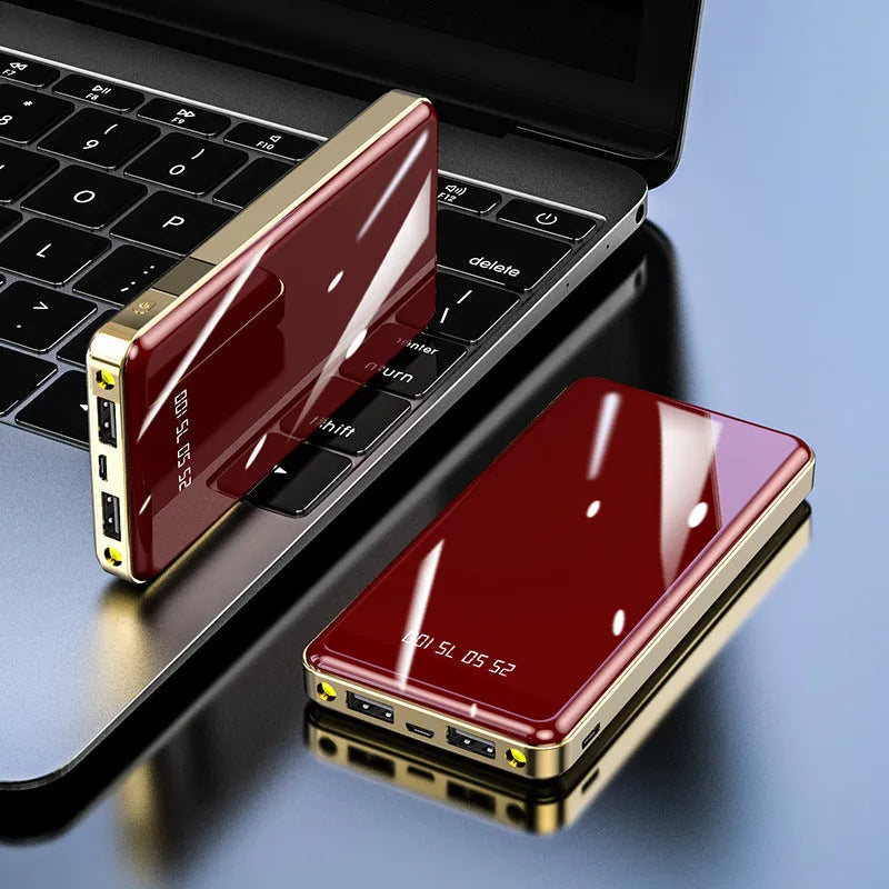 20000mAh power bank with digital mirror display showing battery percentage