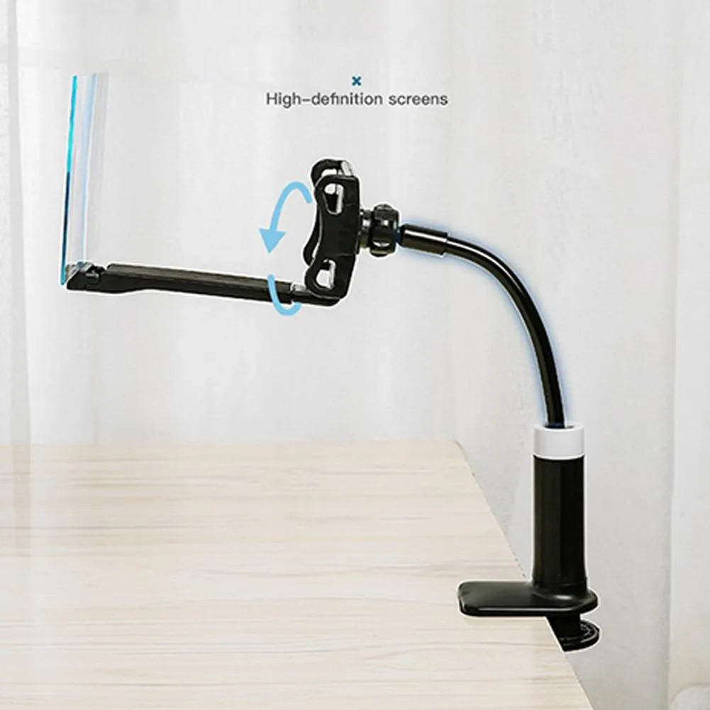 Black mobile phone screen amplifier with 12-inch acrylic lens on adjustable folding bracket