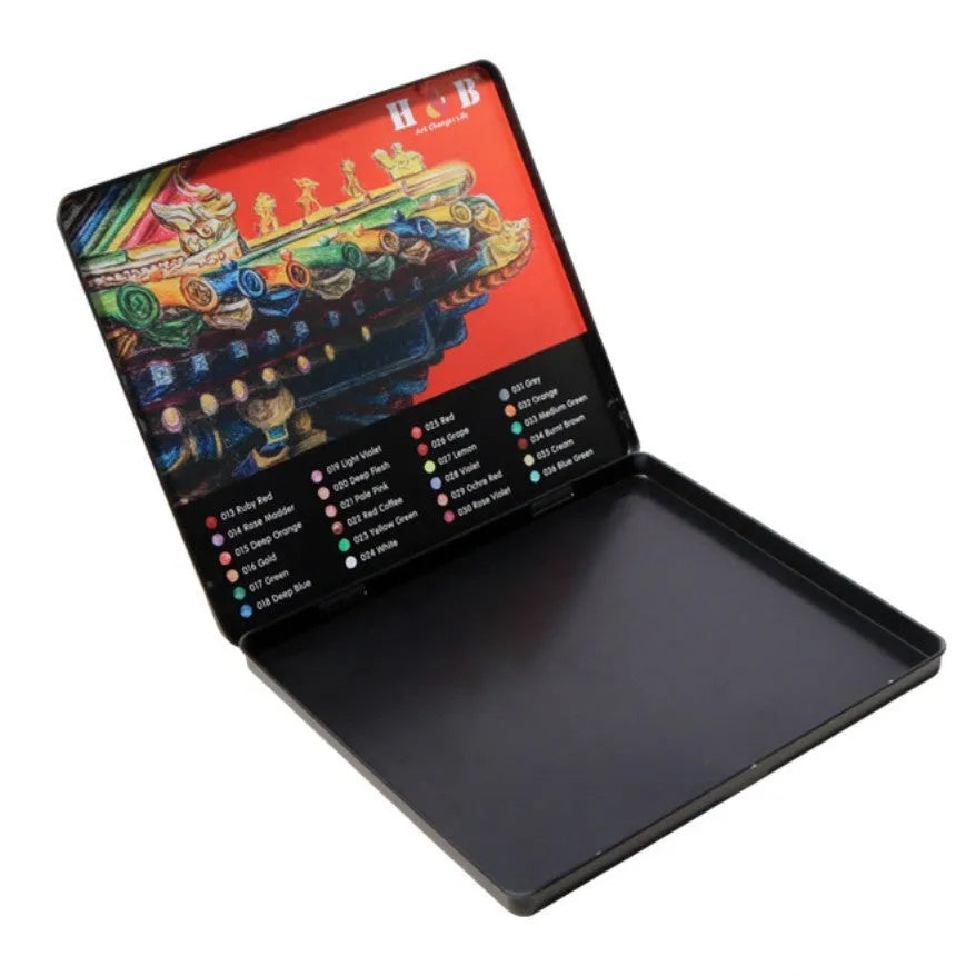 Water-soluble coloured pencils in iron tin with 24 colours for drawing and painting