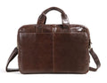 Brown men's business briefcase computer bag made from first layer cowhide leather with 18-inch dimensions