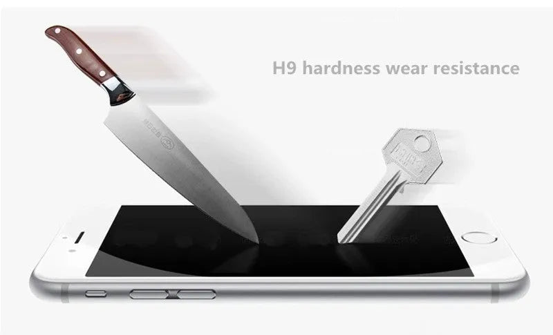 iPhone tempered glass screen protector with 9H hardness and oleophobic coating