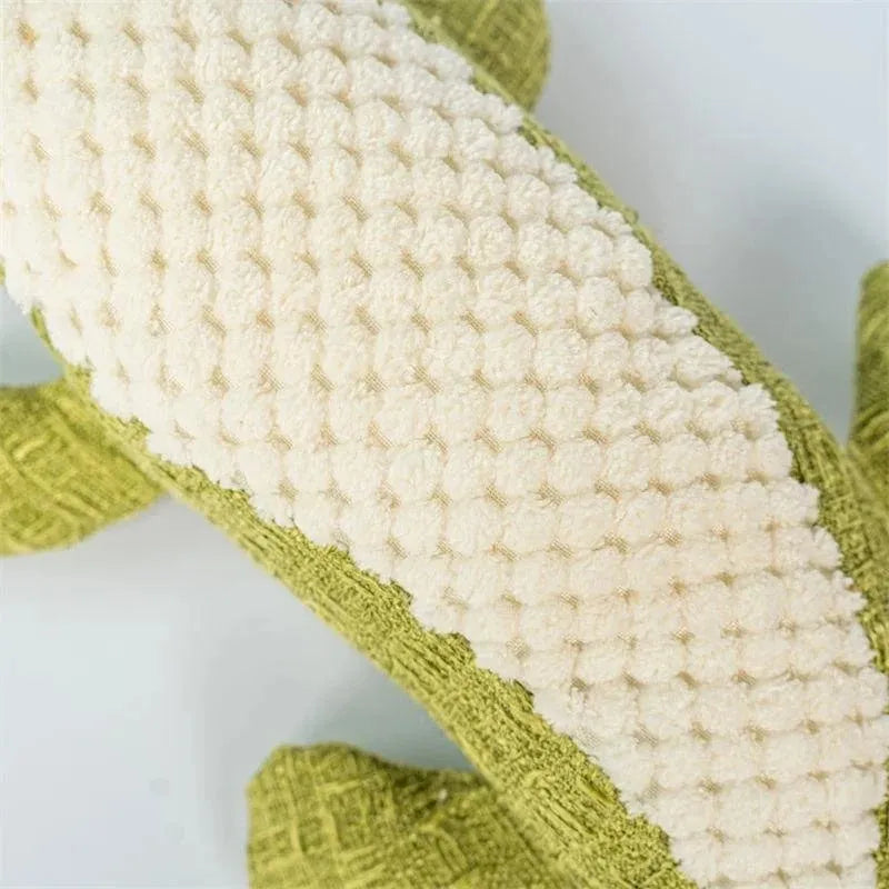 Blue pet plush toy with corn cob grid texture and squeaker for cats and dogs to chew