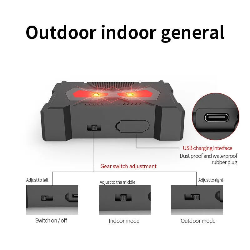 Black outdoor solar ultrasonic animal repeller with animal-themed design