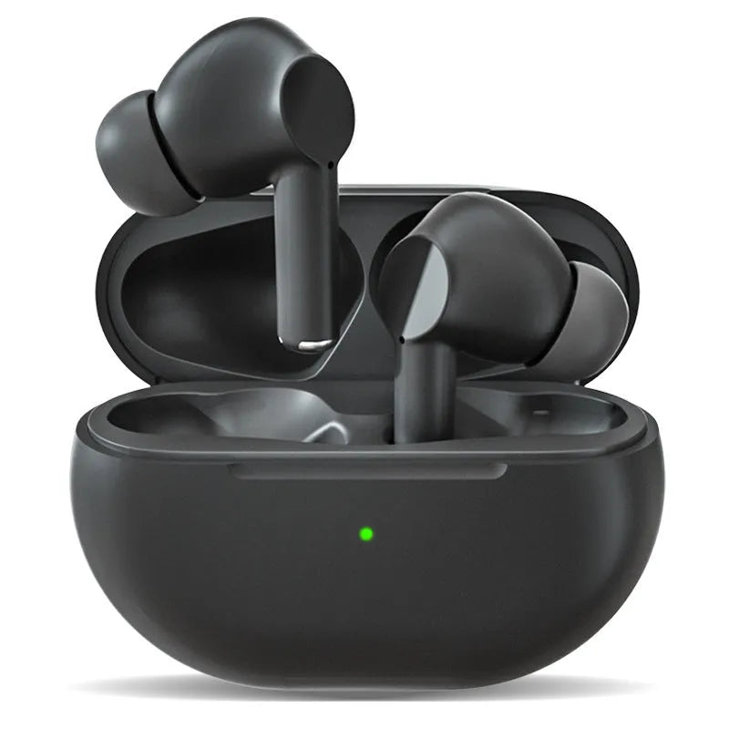 Pro4 Bluetooth wireless headset in black or white with its compact charging case on a dark background.