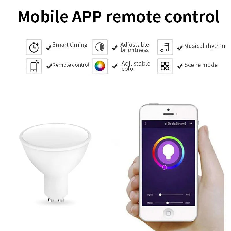GU10 smart LED spotlight with WiFi and voice control in compact 50mm design