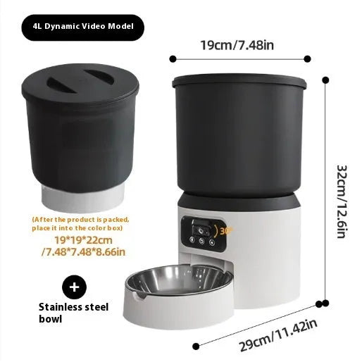 4L smart pet feeder with camera and stainless steel bowl for cats and dogs
