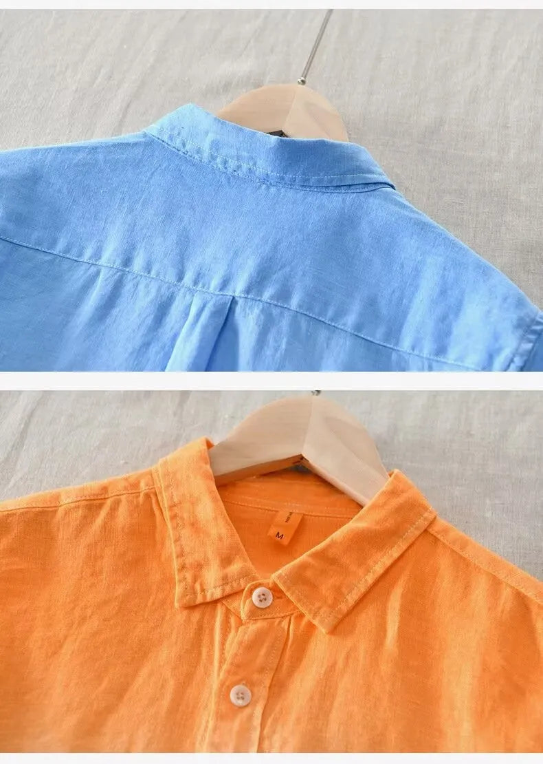 Loose top coat in polyester hemp blend available in dark blue, light blue, yellow colours