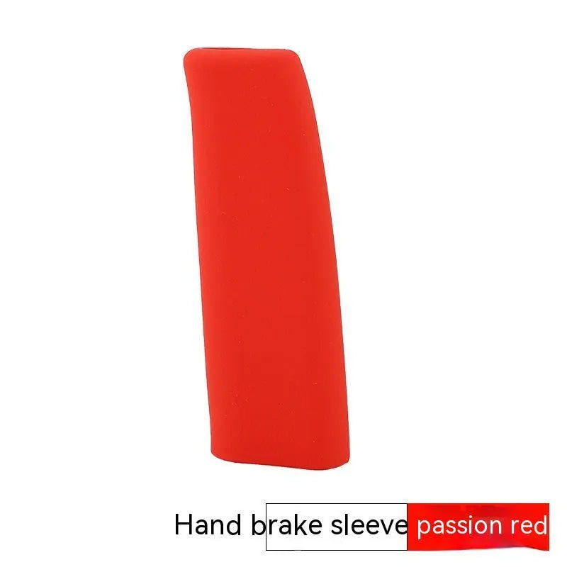 Black silicone handbrake sleeve fitted on a car's handbrake lever