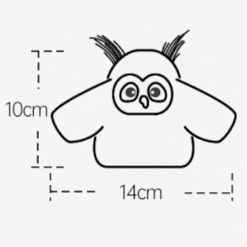 Grey rechargeable electronic owl cat toy with flapping wings on a floor.