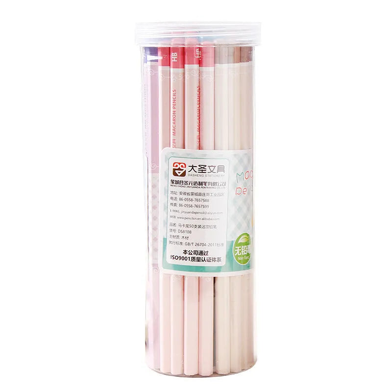 Basswood thermal transfer pencil with six angle rod design and HB hardness graphite in barrel packaging