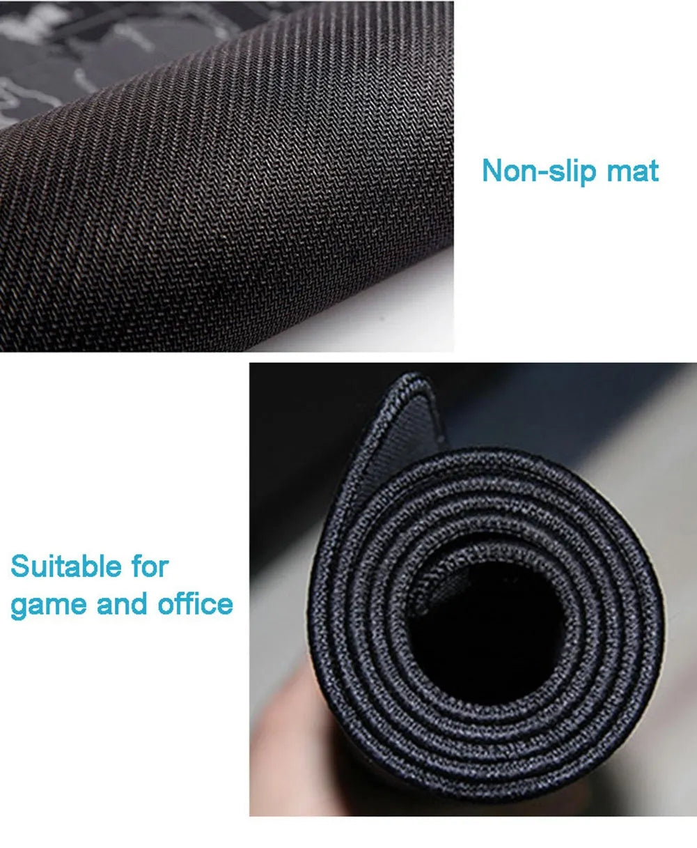 Extended natural rubber mouse mat in L and M sizes with waterproof surface and non-slip rubber base