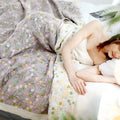 Four-layer cotton gauze lace bedspread with yarn-dyed Jacquard plants and flowers pattern in Japanese style