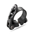 Aluminium bicycle seat post clamp in black, red, gold, or blue, showing 31.8mm and 34.9mm size options.
