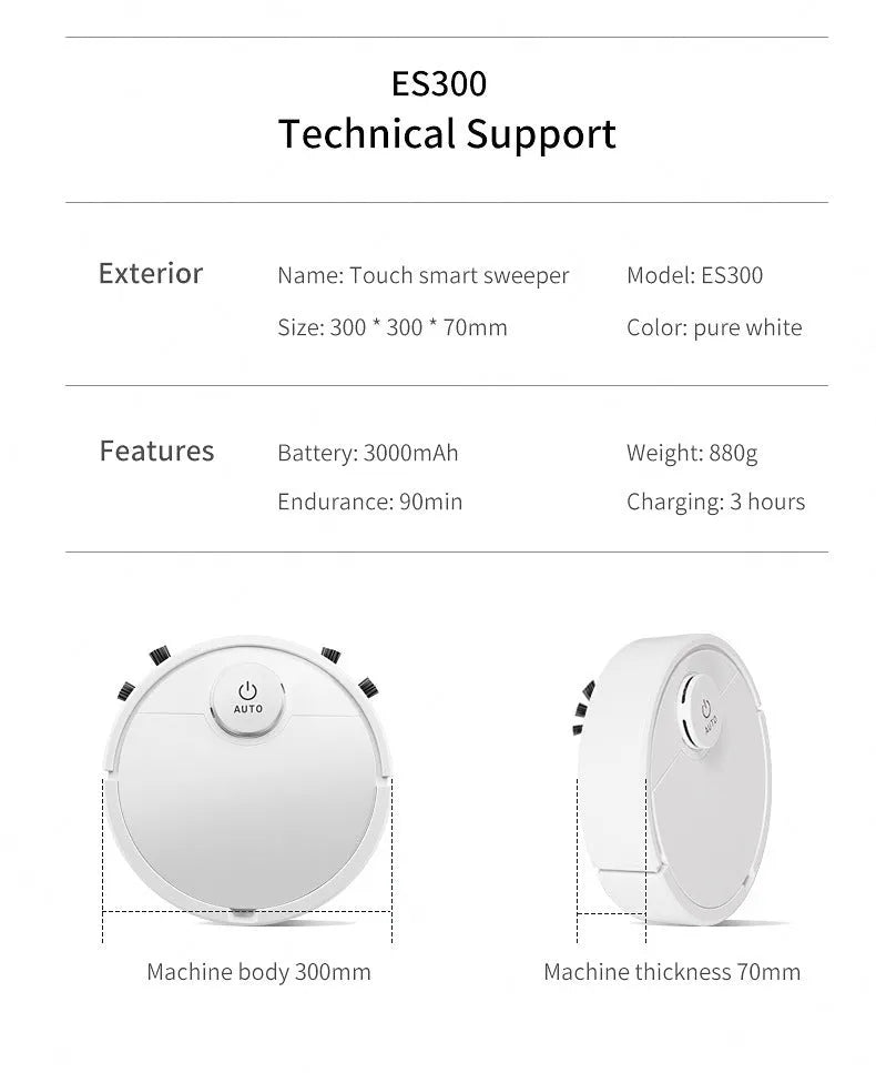 Automatic floor sweeping robot with round 28cm ABS plastic body