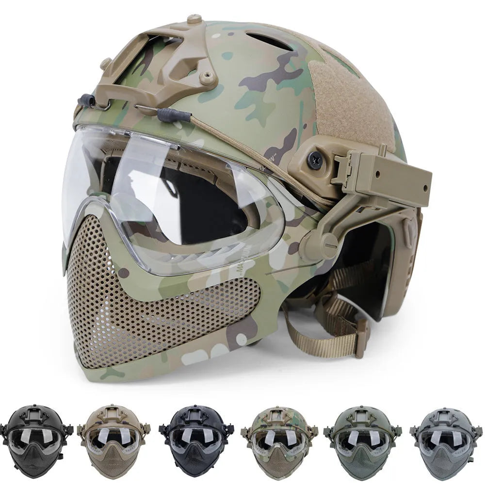 Simple loading and unloading ABS integrated mask helmet in solid black colour