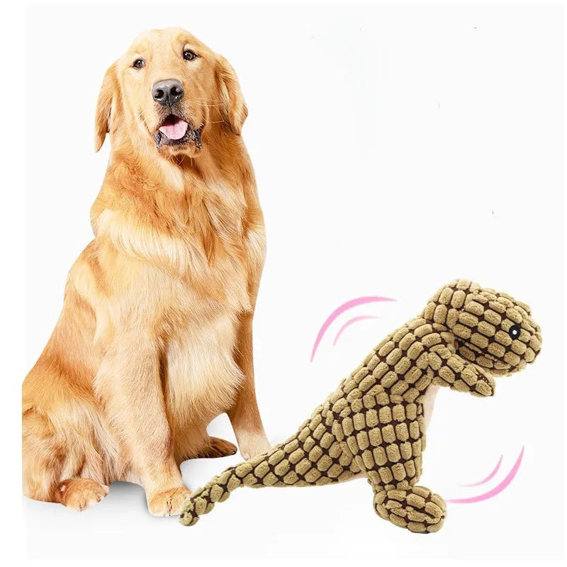 Grey, green, and orange bite-resistant dog toy with sound, shown with scale indicating 35cm length.