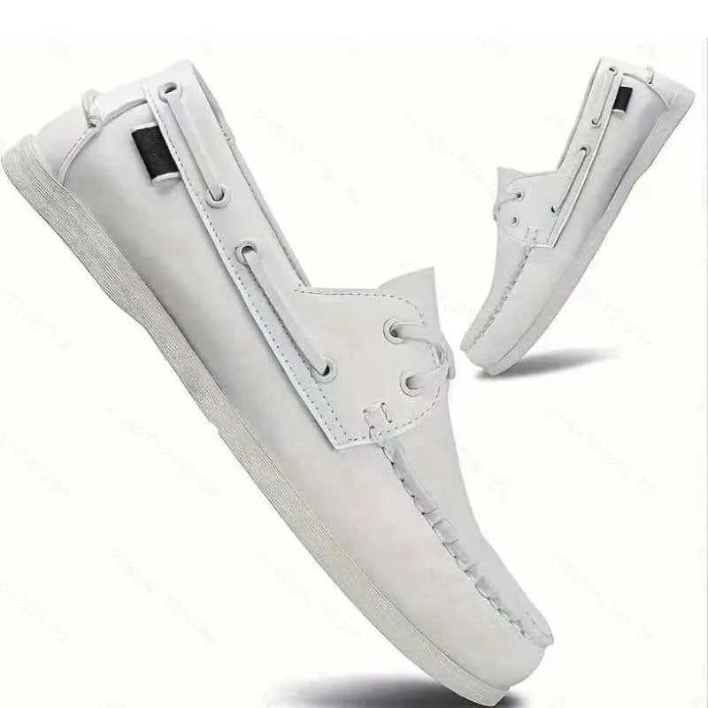 Men's British-style casual shoes in artificial PU with round toe and flat heel