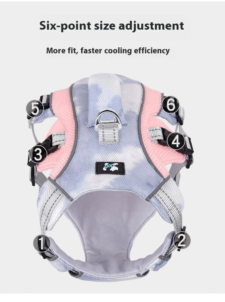 Reflective pet cooling clothes chest strap in polyester material with colour options