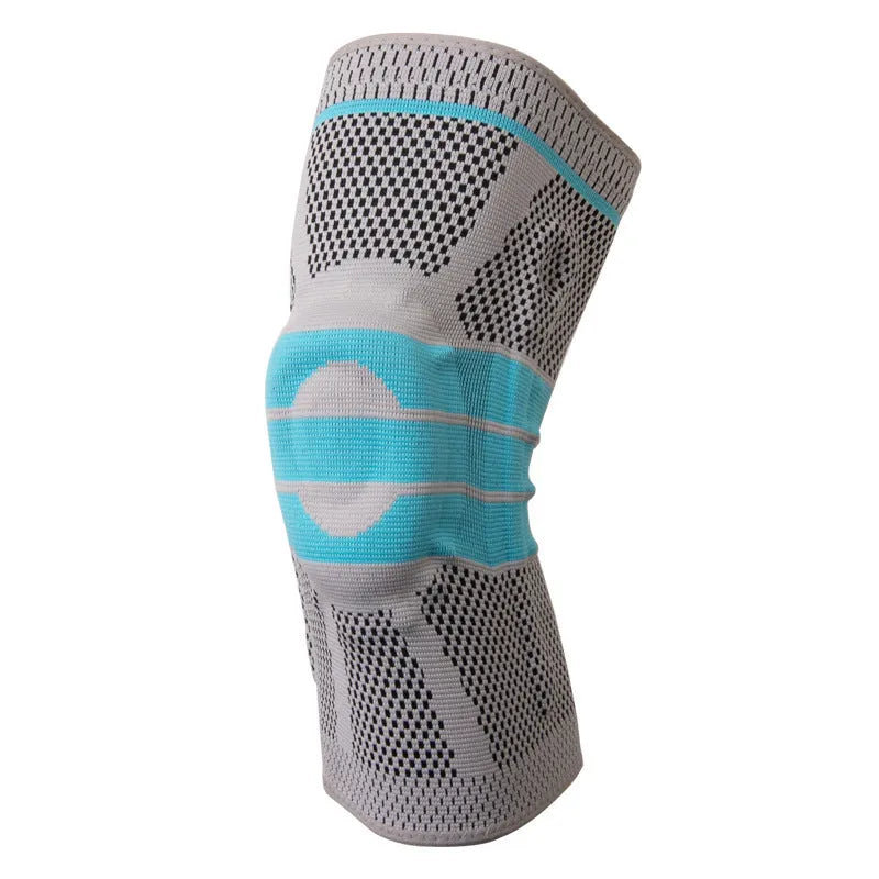 Sky blue silicone running basketball knee pads made from elastic fibre material