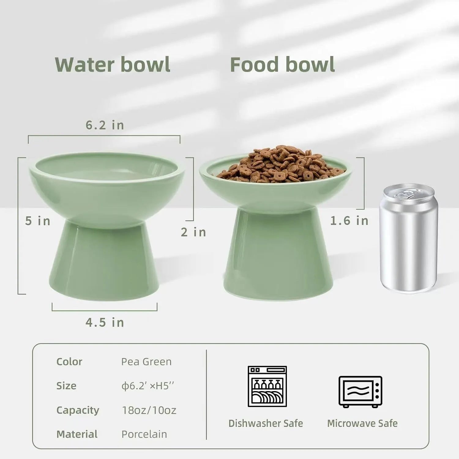 White ceramic elevated cat bowl with wide shallow dish on wooden floor