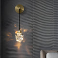 Copper crystal wall lamp with platinum finish and LED three colour lighting for modern living room