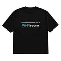 Men's black T-shirt with 3D printed cartoon design, short sleeves and round neck