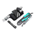Black nylon dog walking waist bag with integrated leash and collar set for outdoor use