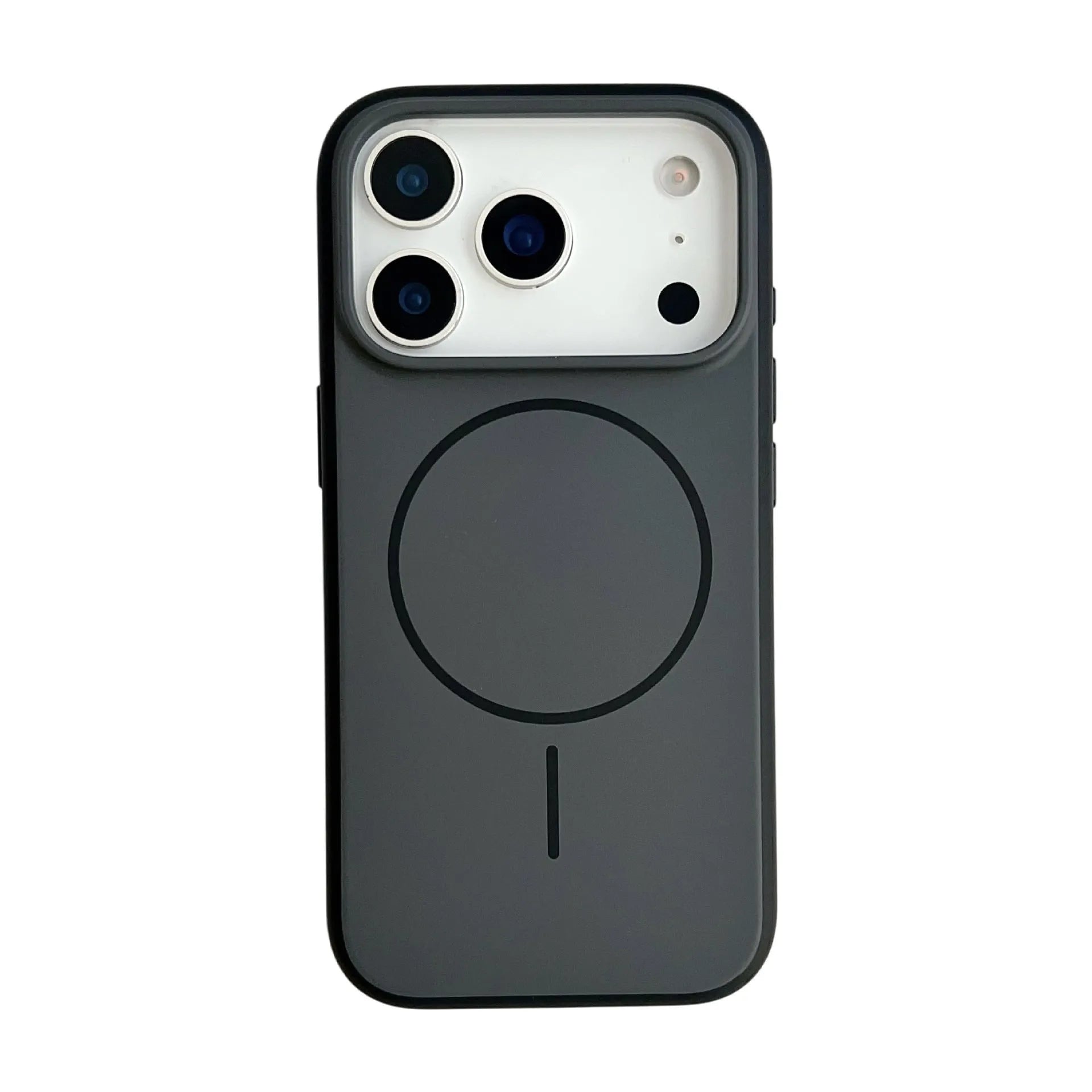 Blue frosted magnetic iPhone case with a prominent AI camera button on the side.