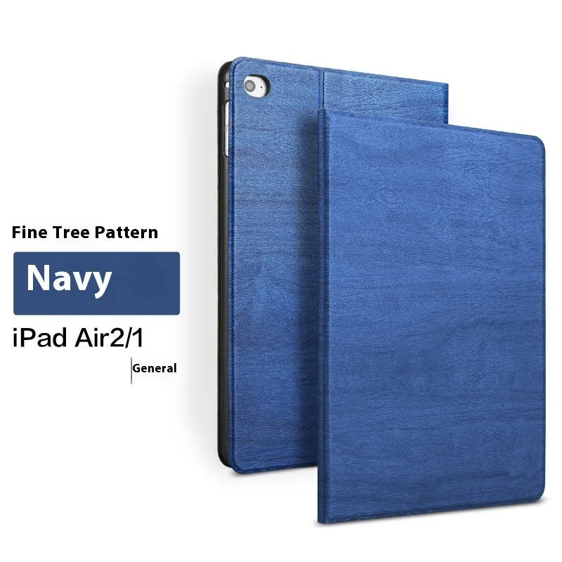 Universal iPad protective cover in sapphire blue or black imitation leather with sleep/wake bracket function