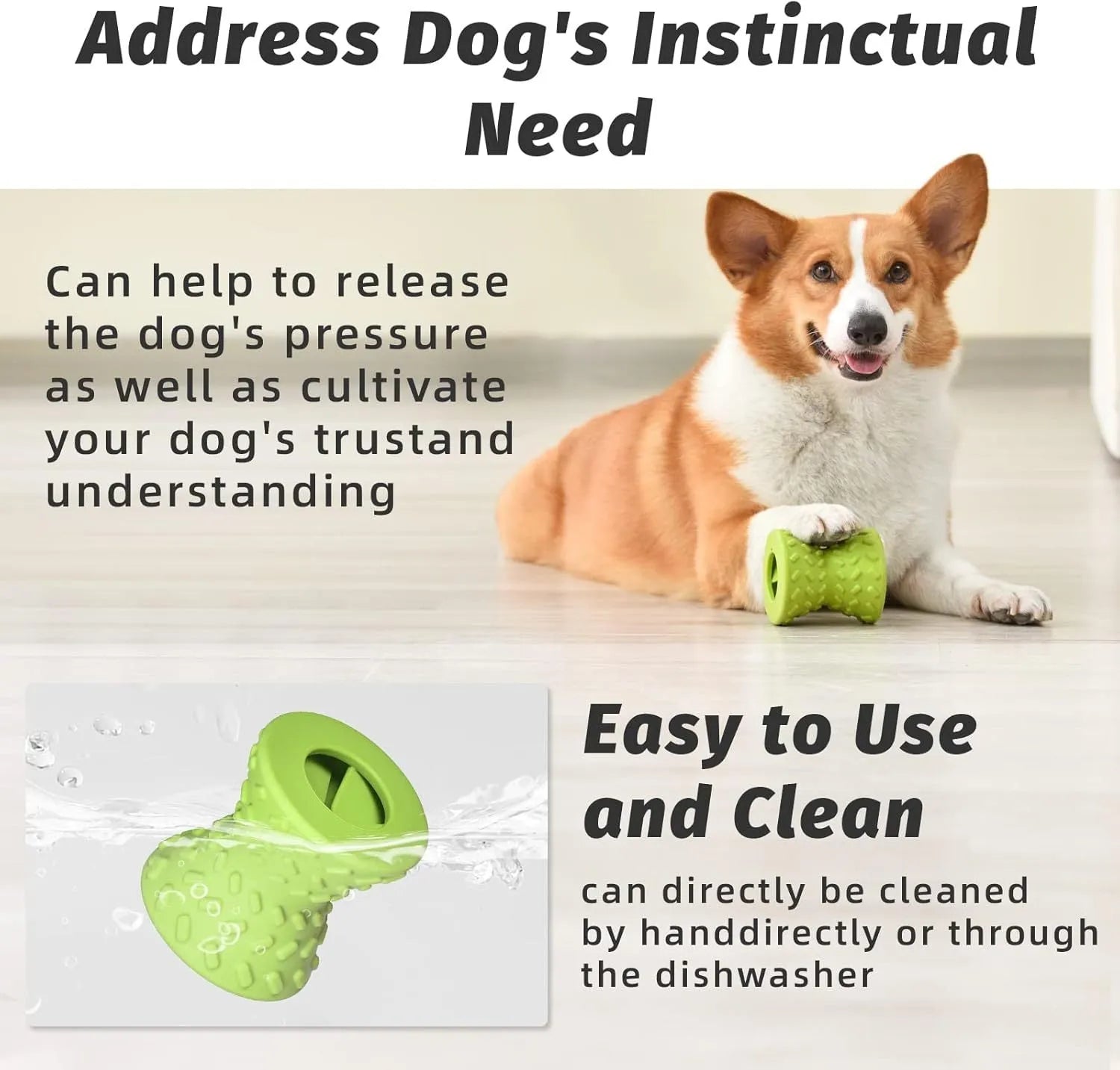 Natural rubber interactive treat dispensing dog bone toy for aggressive chewers in blue colour