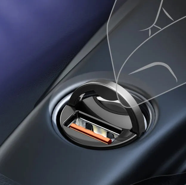 Grey 30W PPS fast car charger with 1 metre USB cable for mobile phones