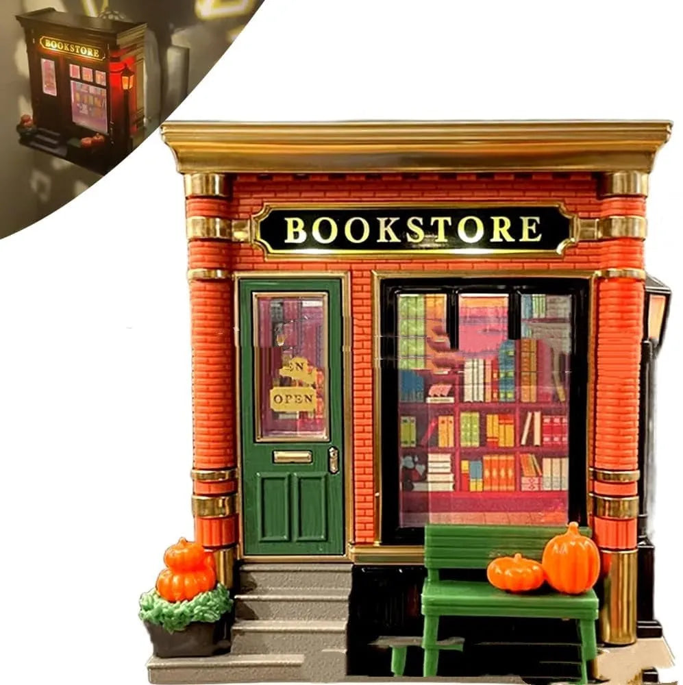 Small cartoon house Christmas night light ornament made of resin and plastic
