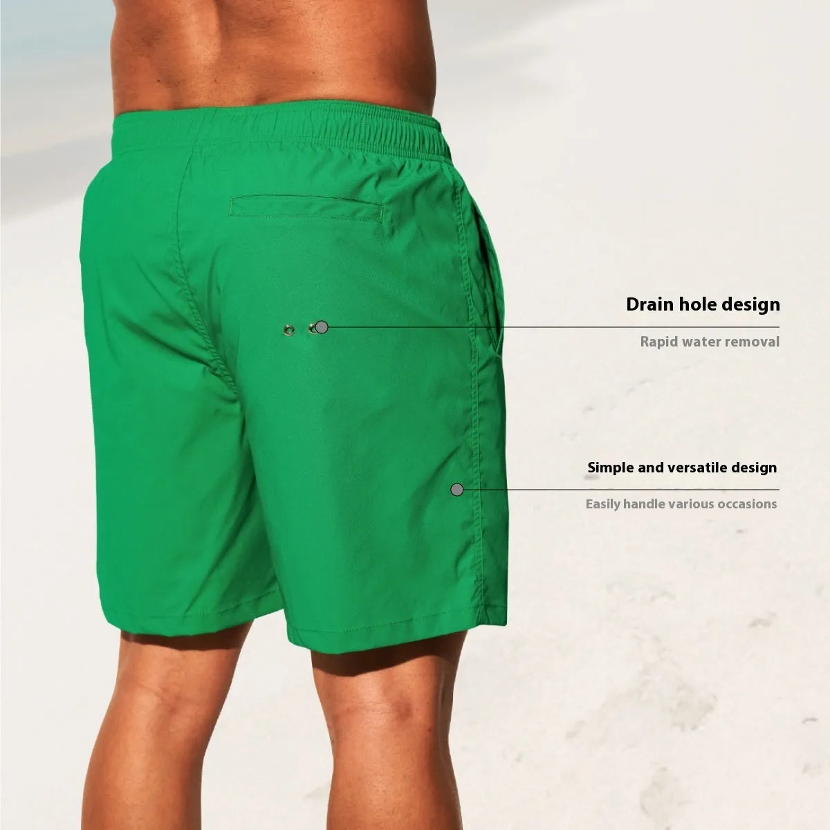 Men's quick-dry nylon sports shorts in straight-leg style available in multiple colours