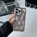 Electroplating hollow flame pattern design TPU phone case for Apple iPhone in metallic colours.