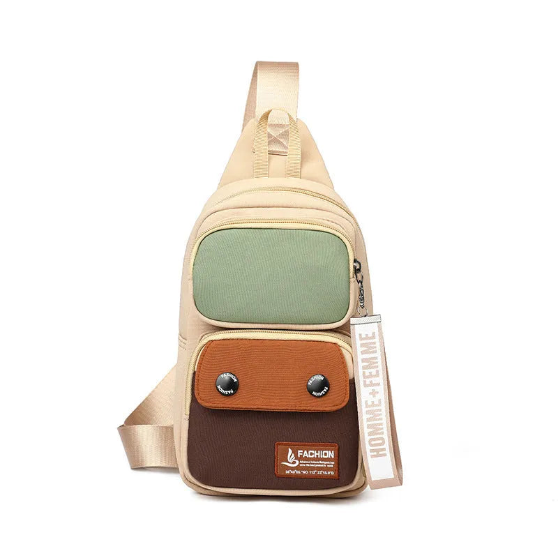 Nylon crossbody shoulder bag with multifunctional storage compartments in three colour options