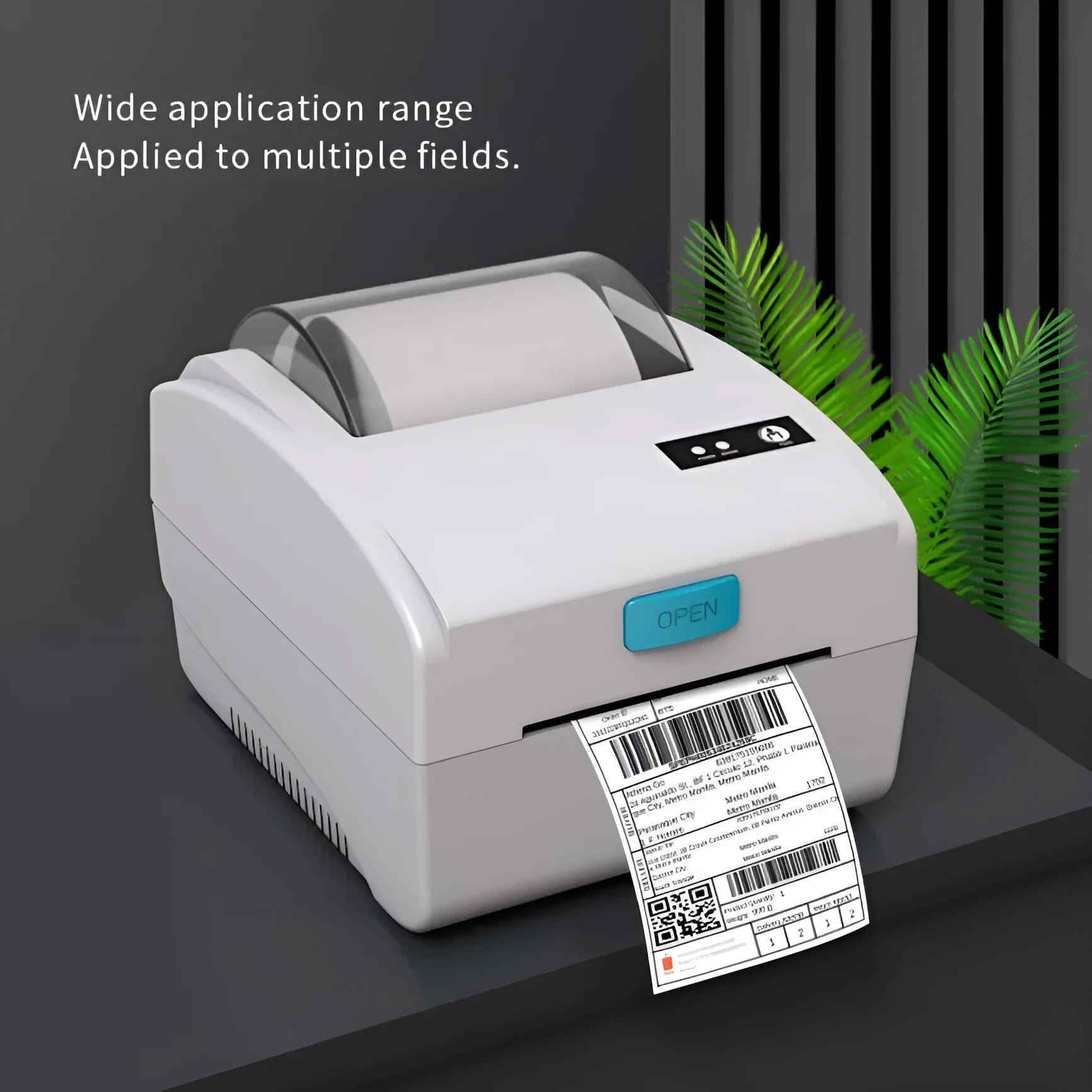 White Bluetooth thermal label printer with USB connection for shipping labels