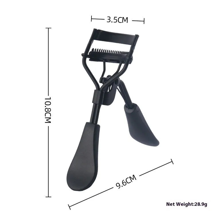 A4 manual eyelash curler with comb in black ribbon finish on white background
