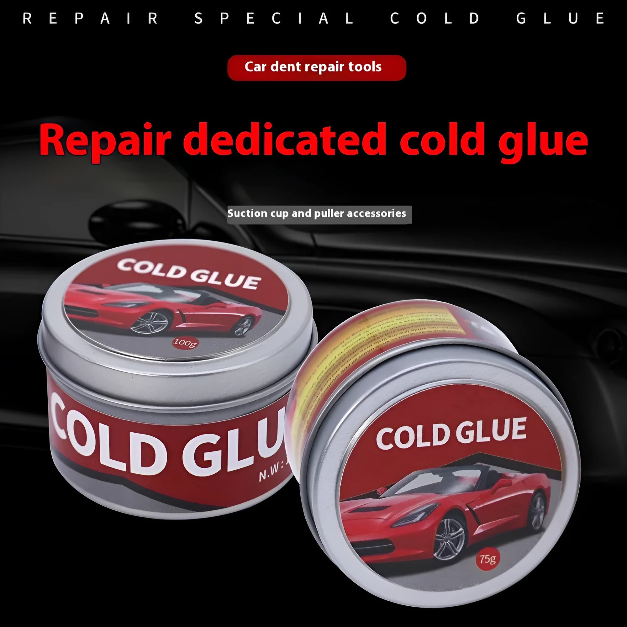 Special cold glue for automobile depression repair in 75g or 100g tub