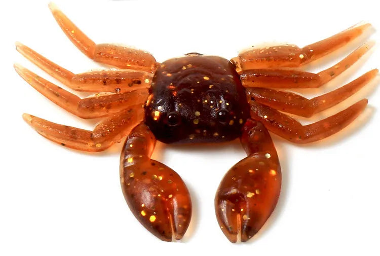 PVC software artificial crab fishing lure in red and brown, measuring 8cm in length.