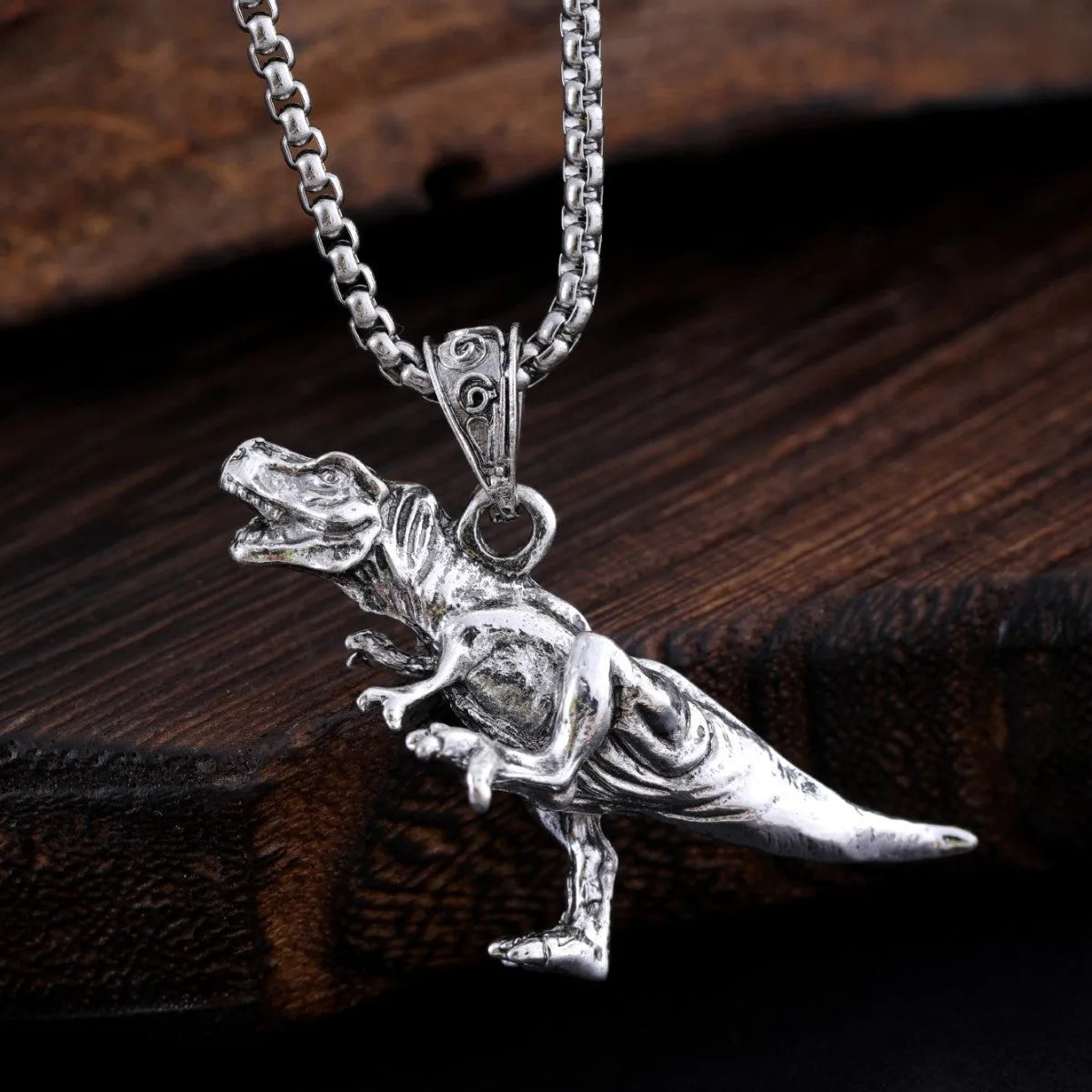 Titanium steel dinosaur pendant hip hop style versatile jewellery necklace men women adjustable chain length up to 60cm bold dinosaur design unique fashion accessory gift idea